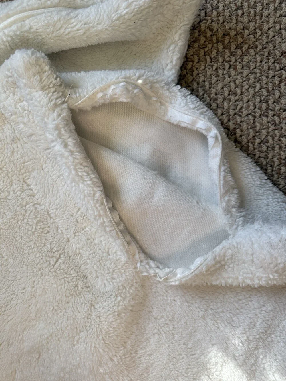 Fluffy White Square Pillow Cases Set of 2 18x18 Inches Decorative Pillow Covers